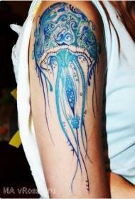 Tetovējuma raksts ar lielām acīm, krāsainu, medūzu