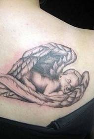 Arms fell asleep with little angel wings tattoo pattern