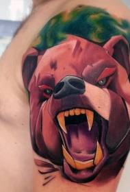 Modèle de tatouage bras rugissant style couleur rugissant ours