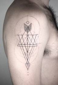 Big arm sketch style black line geometric ornament tattoo pattern