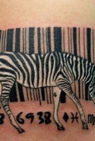 Big arm black and white zebra with barcode tattoo pattern