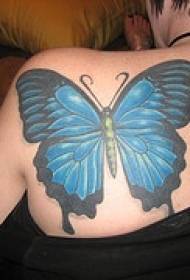 Shoulder blue big butterfly tattoo pattern