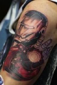 Iron face tattoo pattern on the shoulder