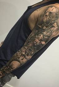 Shoulder mask man tattoo pattern