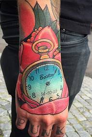 Hand back time table tattoo pattern