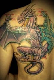 Back color dragon torn skin tattoo pattern
