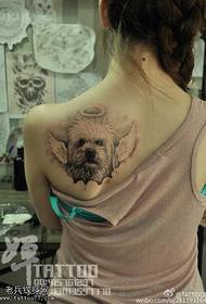 天使狗狗纹身图案