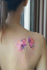 Shoulder watercolour flower tattoo patroon