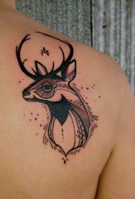 Un mudellu di tatuatu di cervu in solitu culuritu nantu à a spalla