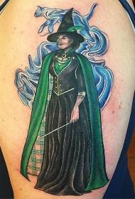 Arm cartoon witches painted tattoo pattern