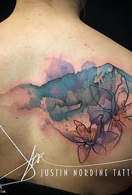 Shoulder watercolor two small flower tattoo patterns