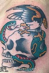 Shoulder snake crow skull tattoo pattern