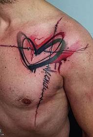 Shoulder ink heart tattoo pattern