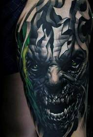 Big arm sharp and delicate monster avatar color tattoo pattern