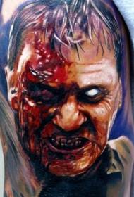 Amazing colorful horror style zombie portrait tattoo pattern