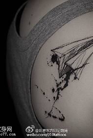 Shoulder ink paper airplane tattoo pattern