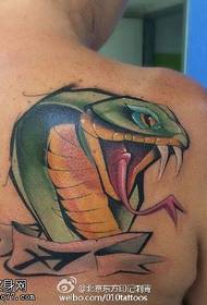 Shoulder green snake tattoo pattern