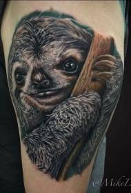 Big arm realistic style color sloth tattoo pattern
