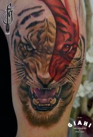 Model de tatuaj cap de tigru rău braț mare