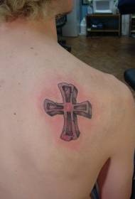 Shoulder stone cross tattoo pattern