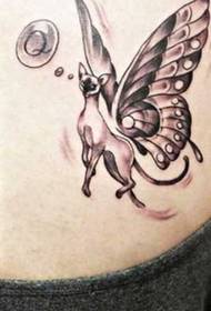 Model de tatuaj pisică fluture umăr