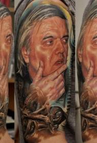 Tatueringspatroon fan kleur manportret