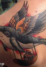 Shoulder whale wings tattoo pattern