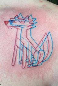 Na ramenu crveno plavi pas tetovaža uzorak
