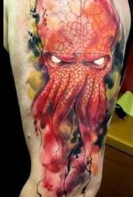 Неверојатна насликана зла шема на тетоважи со октопод