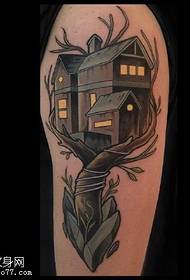 Shoulder house tattoo pattern