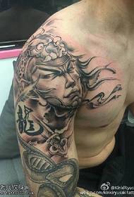 Zhao Yun tattoo pattern on the shoulder