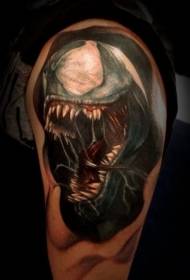 Big arm colored evil venom tattoo pattern