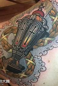 Shoulder oil lamp tattoo pattern