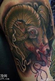Big goat tattoo pattern on the shoulder