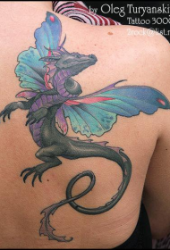 Fantasy colorful dragon with fairy wings tattoo pattern