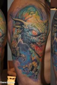 Patró de tatuatge de drac monstre fantasia de color del braç