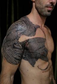 Male shoulder chest creative zebra stripes personality tattoo pattern