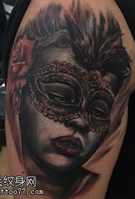 Shoulder mask queen tattoo pattern
