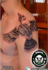 Shoulder bird skeleton tattoo pattern