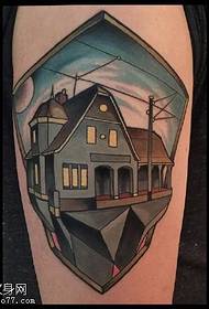 Painted house tattoo pattern on the shoulder