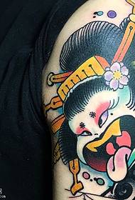 Shoulder painted geisha tattoo pattern