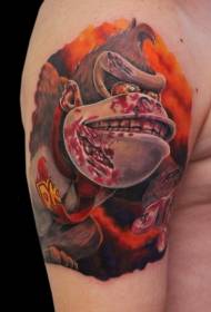Patró de tatuatge de mico malvat pintat de braç gros pintat