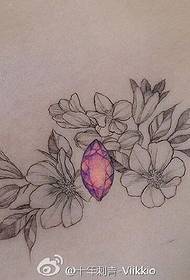Shoulder stinging gemstone flower tattoo pattern