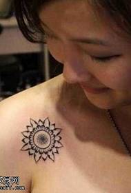 Beautiful shoulder totem sun tattoo pattern