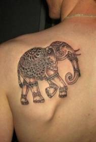 Обратно модел на татуировка на слон в индийски стил