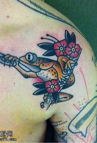 Frog floral tattoo pattern on the shoulder