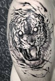 Big arm evil roaring tiger tattoo pattern