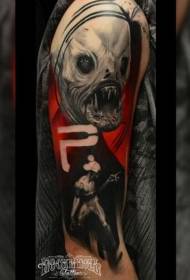 Arm colorful horror style evil monster tattoo pattern