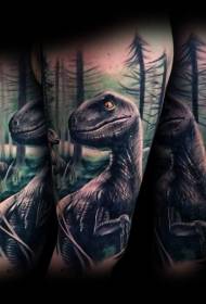 Dinosaur tattoo pattern in natural forest