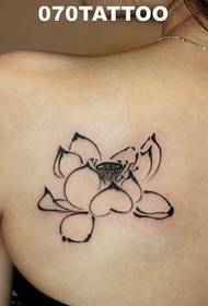Taze güzellik omuzlar süper büyüleyici lotus dövme illüstrasyon